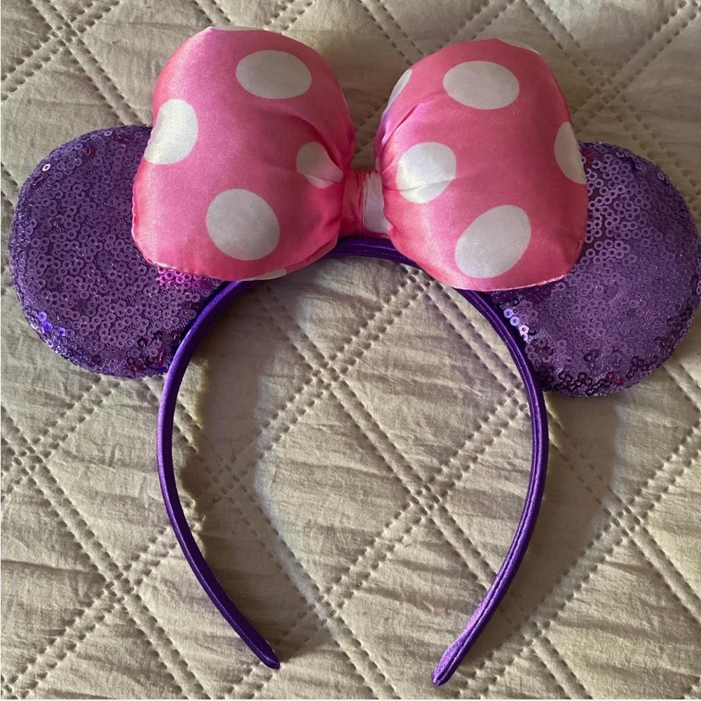 Pink and Purple Polka Dot Mouse Ears Headband